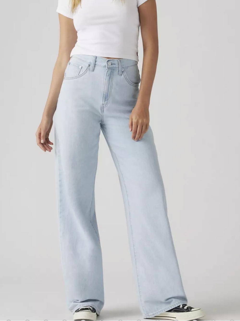 Levi’s Baggy Dad High-Rise Wide Leg Jeans in Light Acid Washed Blue